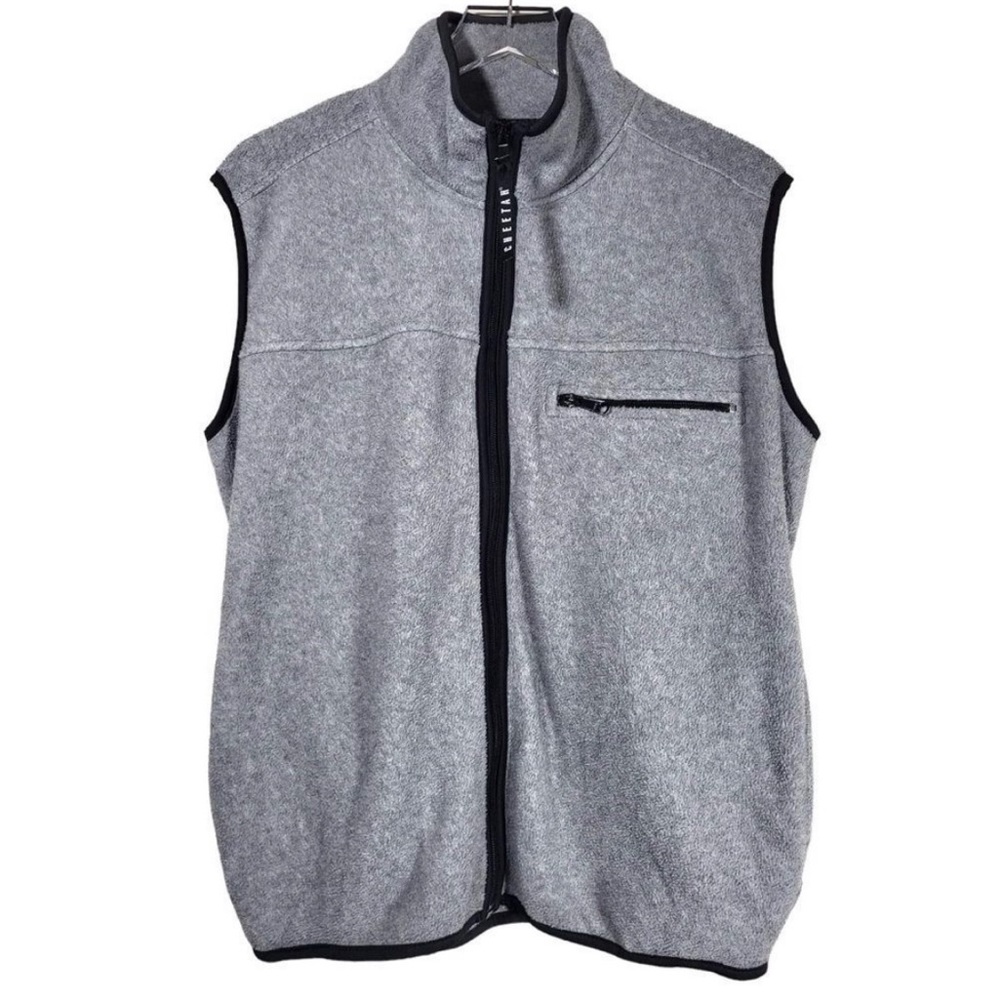 Cheetah Mens Full Zip Fleece Vest in Gray and Black